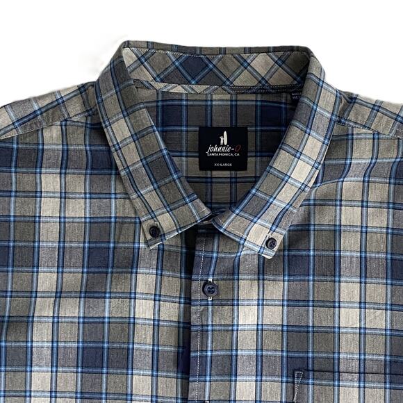 Johnnie-O Shirt Men's XXL Long Sleeve Button-Down Shirt Heather Gray Check NEW - Picture 2 of 11